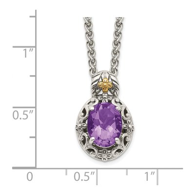 Sterling Silver & 14K Gold Amethyst Pendant Necklace – view 4