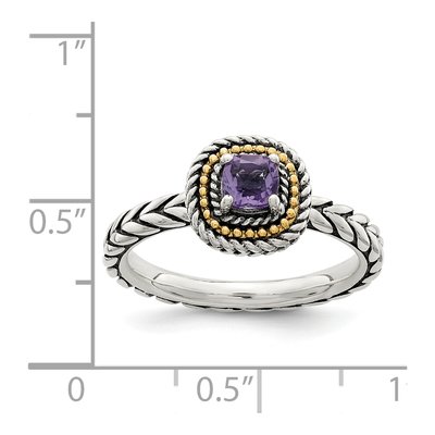 Sterling Silver & 14K Gold Amethyst Ring – view 4