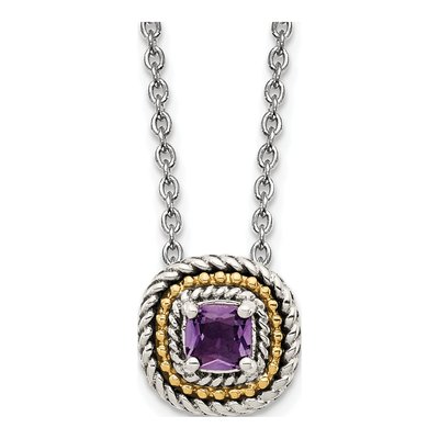 Sterling Silver & 14K Gold Amethyst Necklace