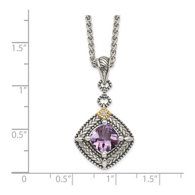 Sterling Silver & 14K Gold Amethyst Pendant Necklace – view 4