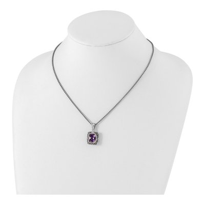 Sterling Silver & 14K Gold Amethyst Checkerboard Pendant Necklace – view 5