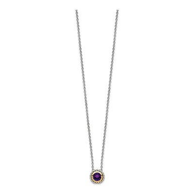Sterling Silver & 14K Gold Amethyst Bezel Necklace – view 3