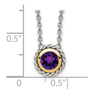 Sterling Silver & 14K Gold Amethyst Bezel Necklace – view 4