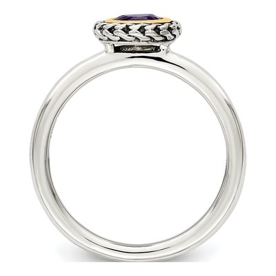 Sterling Silver & 14K Gold Amethyst Ring – view 3