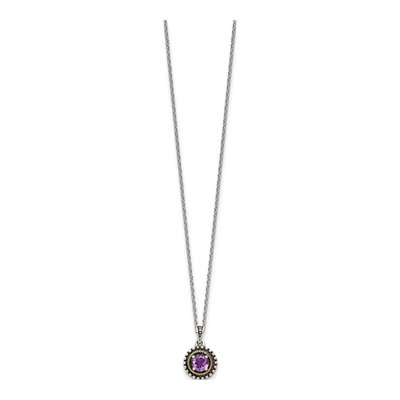 Sterling Silver & 14K Gold Amethyst Pendant Necklace – view 3