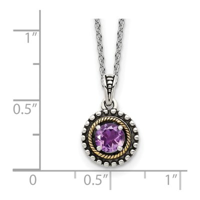 Sterling Silver & 14K Gold Amethyst Pendant Necklace – view 4