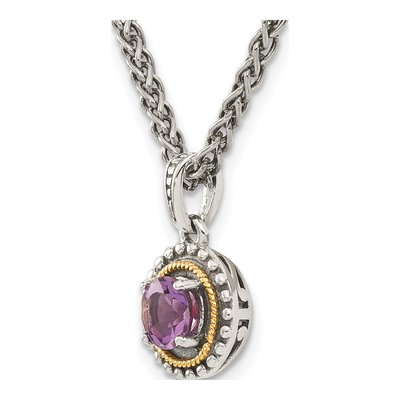 Sterling Silver & 14K Gold Amethyst Pendant Necklace – view 6