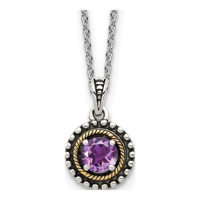 Sterling Silver & 14K Gold Amethyst Pendant Necklace