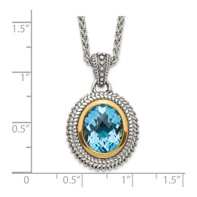 Sterling Silver & 14K Gold Swiss Blue Topaz Pendant Necklace – view 4
