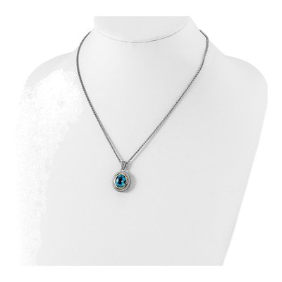 Sterling Silver & 14K Gold Swiss Blue Topaz Pendant Necklace – view 5