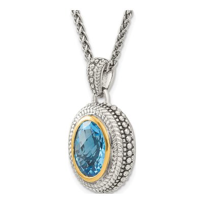 Sterling Silver & 14K Gold Swiss Blue Topaz Pendant Necklace – view 6