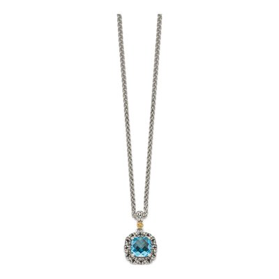 Sterling Silver & 14K Gold Swiss Blue Topaz Pendant Necklace – view 3