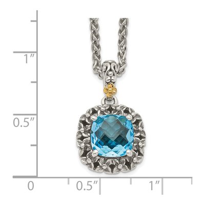 Sterling Silver & 14K Gold Swiss Blue Topaz Pendant Necklace – view 4