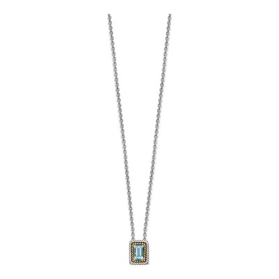 Sterling Silver & 14K Gold Swiss Blue Topaz Necklace – view 3