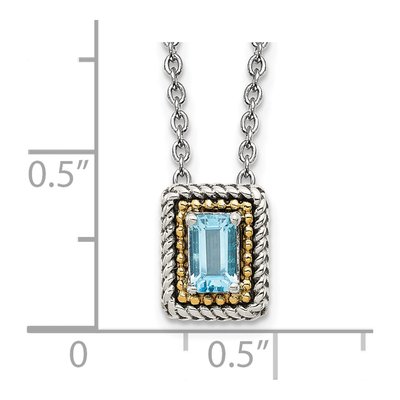 Sterling Silver & 14K Gold Swiss Blue Topaz Necklace – view 4