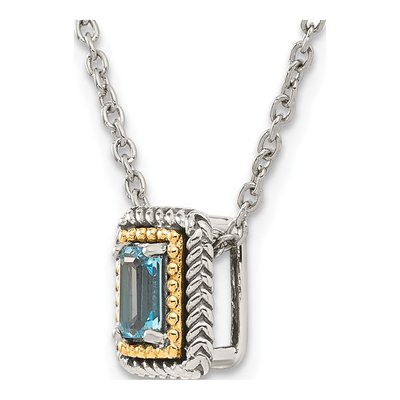 Sterling Silver & 14K Gold Swiss Blue Topaz Necklace – view 6