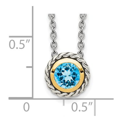 Sterling Silver & 14K Gold Swiss Blue Topaz Necklace – view 4