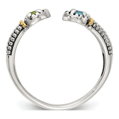 Sterling Silver & 14K Gold Swiss Blue Topaz & Peridot Ring – view 3