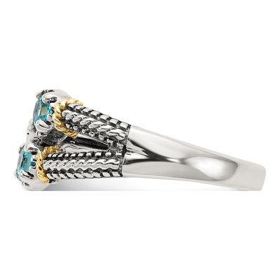 Sterling Silver & 14K Gold Swiss Blue Topaz & Peridot Ring – view 4