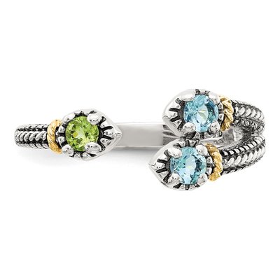 Sterling Silver & 14K Gold Swiss Blue Topaz & Peridot Ring – view 5