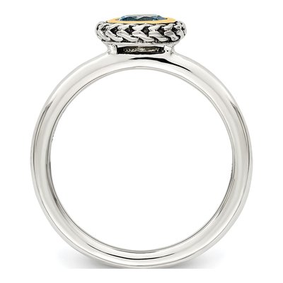 Sterling Silver & 14K Gold Swiss Blue Topaz Ring – view 3