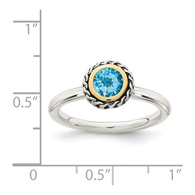 Sterling Silver & 14K Gold Swiss Blue Topaz Ring – view 4
