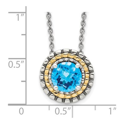 Sterling Silver & 14K Gold Swiss Blue Topaz Necklace – view 4