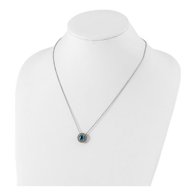 Sterling Silver & 14K Gold Swiss Blue Topaz Necklace – view 5