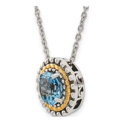 Sterling Silver & 14K Gold Swiss Blue Topaz Necklace – view 6