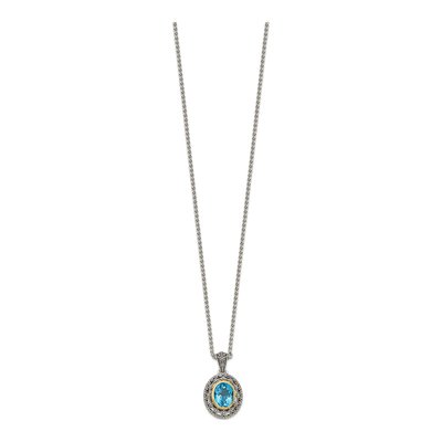 Sterling Silver & 14K Gold Swiss Blue Topaz Pendant Necklace – view 3