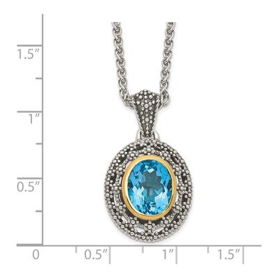 Sterling Silver & 14K Gold Swiss Blue Topaz Pendant Necklace – view 4