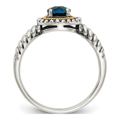 Sterling Silver & 14K Gold Swiss Blue Topaz Antiqued Ring – view 3