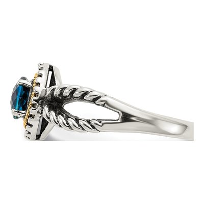 Sterling Silver & 14K Gold Swiss Blue Topaz Antiqued Ring – view 4