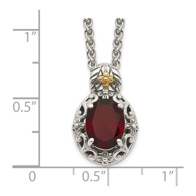 Sterling Silver & 14K Gold Garnet Pendant Necklace – view 4