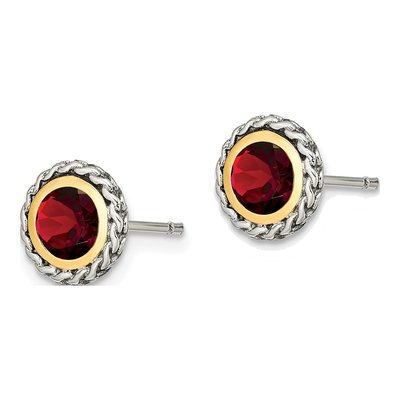 Sterling Silver & 14K Gold Stud Earrings – view 3
