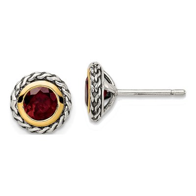 Sterling Silver & 14K Gold Stud Earrings