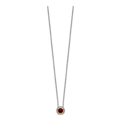 Sterling Silver & 14K Gold Garnet Bezel Pendant Necklace – view 3