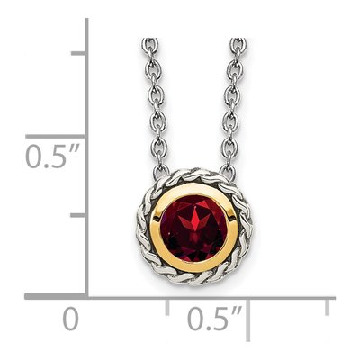 Sterling Silver & 14K Gold Garnet Bezel Pendant Necklace – view 4