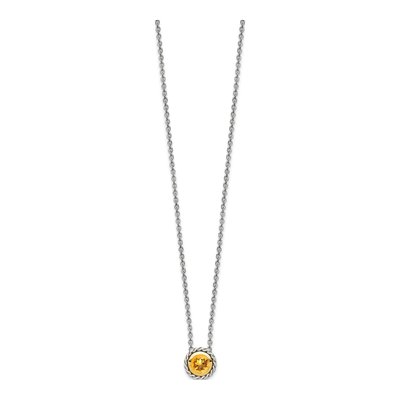 Sterling Silver & 14K Gold Citrine Pendant Necklace – view 3