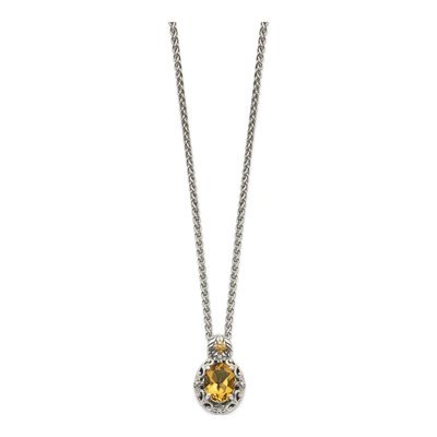 Sterling Silver & 14K Gold Citrine Pendant Necklace – view 3