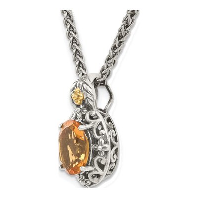 Sterling Silver & 14K Gold Citrine Pendant Necklace – view 6
