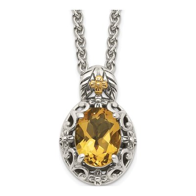 Sterling Silver & 14K Gold Citrine Pendant Necklace