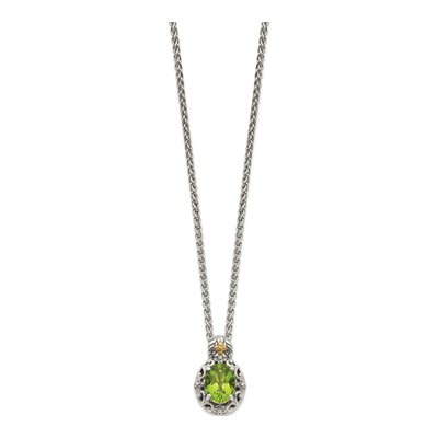 Sterling Silver & 14K Gold Peridot Pendant Necklace – view 3