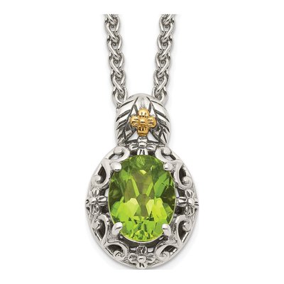 Sterling Silver & 14K Gold Peridot Pendant Necklace