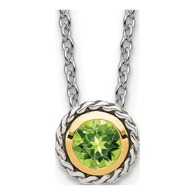 Sterling Silver & 14K Gold Peridot Necklace