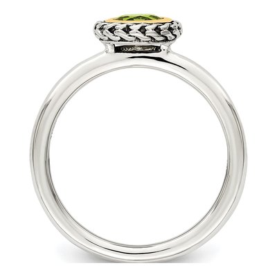 Sterling Silver & 14K Gold Peridot Bezel Ring – view 3
