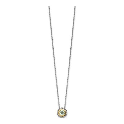 Sterling Silver & 14K Gold Green Quartz Necklace – view 3
