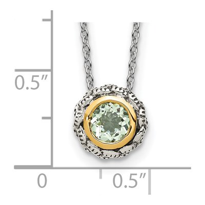 Sterling Silver & 14K Gold Green Quartz Necklace – view 4
