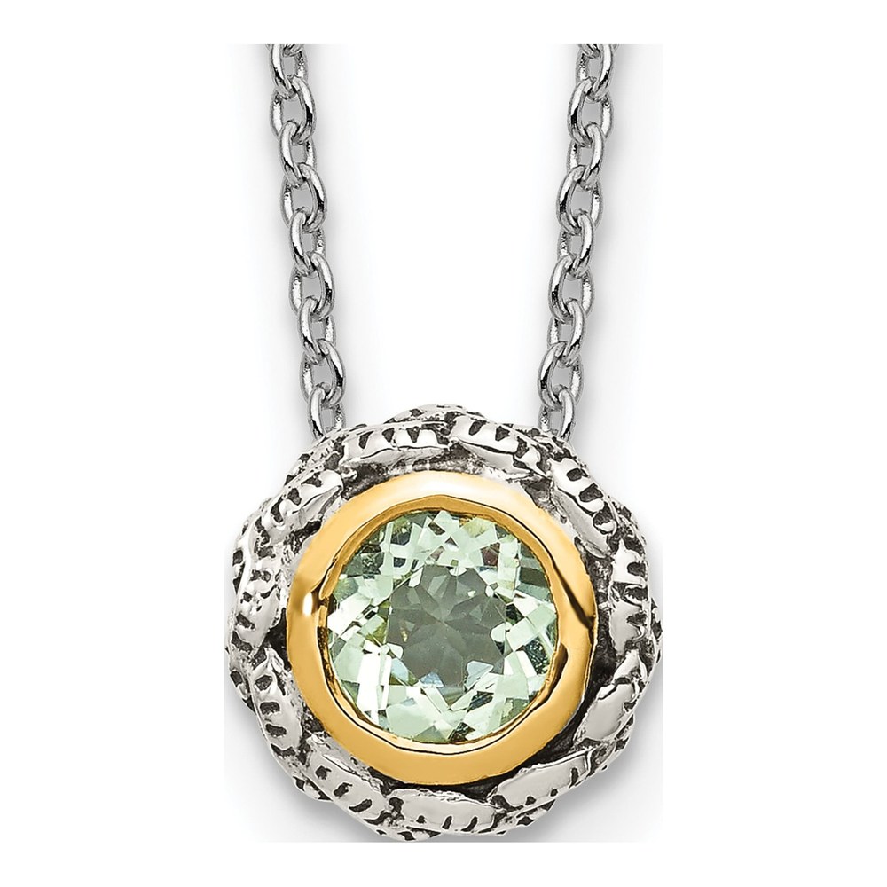 Sterling Silver & 14K Gold Green Quartz Necklace