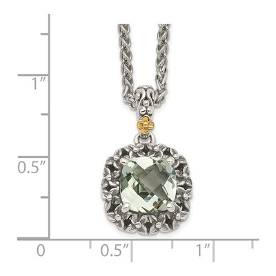 14K/Silver Two-Tone Shey Couture Sterling Silver With 14K Accent 18 Inch Antiqued Cushion Green Quartz Necklace – view 4